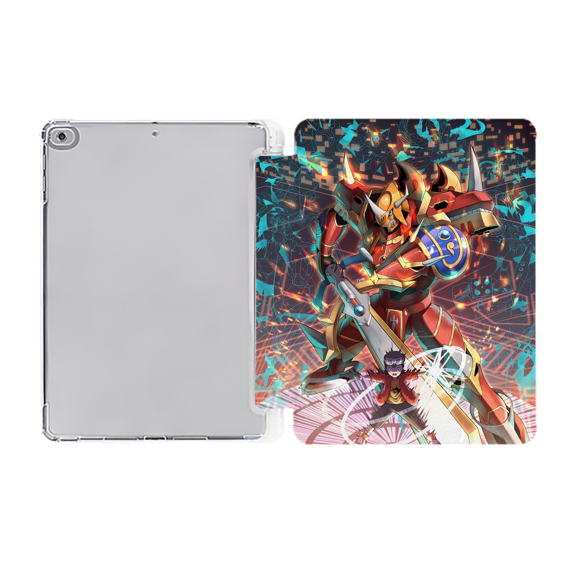 （画像用） Digimon デジタルモンスター/デジモン IPad ケース ペン収納付き 三つ折りスタンド PUレザー×シリコン 対応機種9.5/10.5/10.9インチ